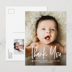 Baby-Fotos Danke Modernes Design Geburt Ankündigungspostkarte