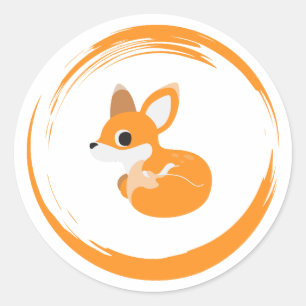 Baby-Fox-Aufkleber Runder Aufkleber