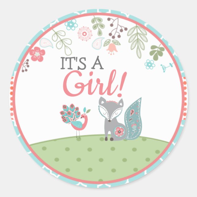 Baby Fox Baby Shower Stickers (Vorderseite)