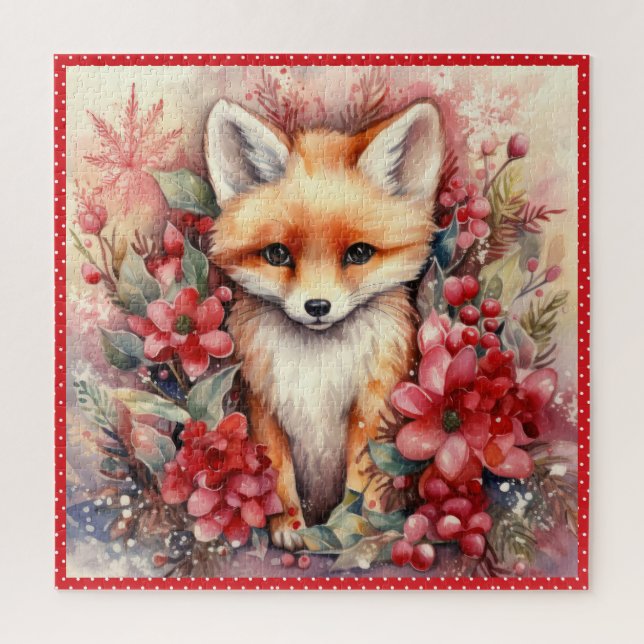 Baby Fox Christmas Large Square Puzzle (Vertikal)