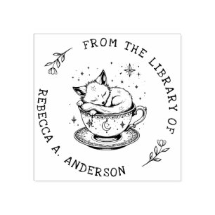 Baby Fox Cub Schlafen in einer Magischen Teacup Bi Gummistempel