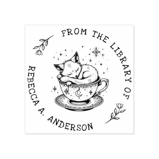 Baby Fox Cub Schlafen in einer Magischen Teacup Bi Gummistempel (Prägung)