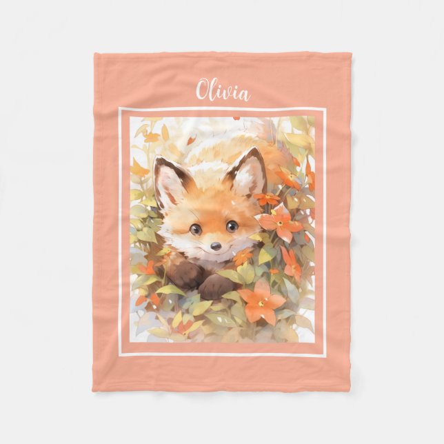 Baby Fox Fleece Blanket mit Namen (Vorderseite)
