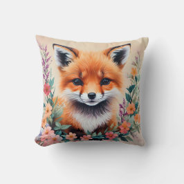 Baby Fox Floral Art Kissen