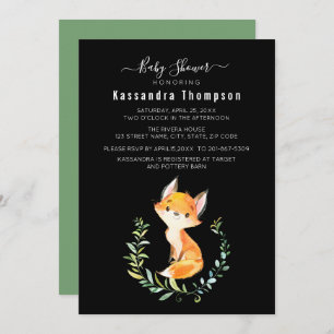 Baby Fox Floral Wreath Baby Dusche Einladung