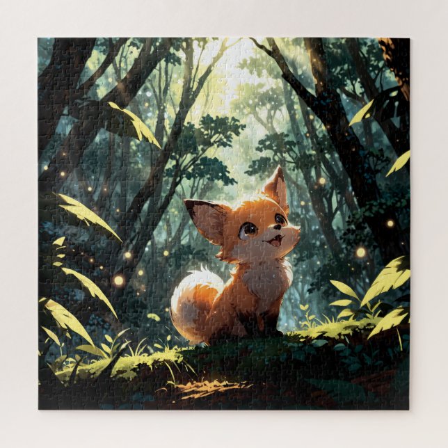 Baby fox in the forest puzzle (Vertikal)