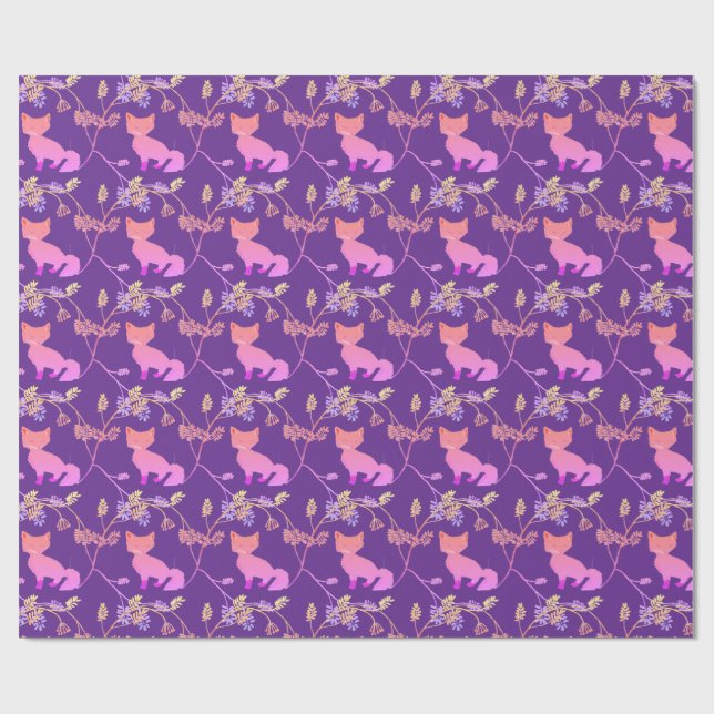 Baby Fox Night Violet Geschenkpapier (Flach)