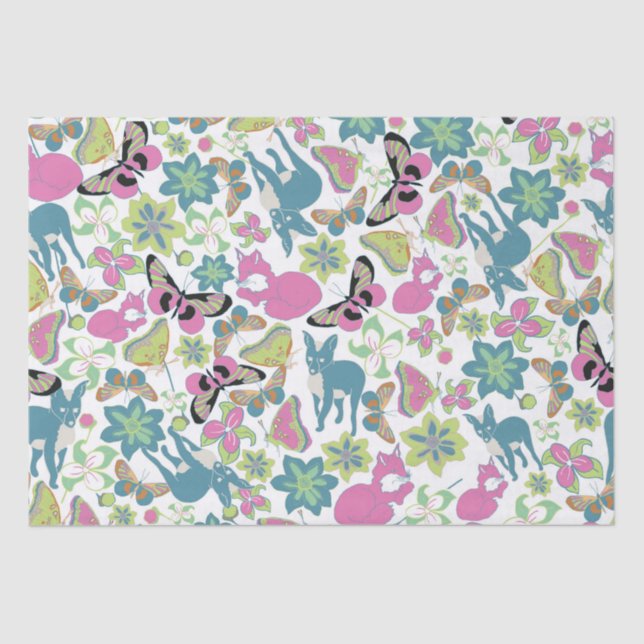 Baby Fox und Blume Geschenktasche Seidenpapier (Vorderseite)