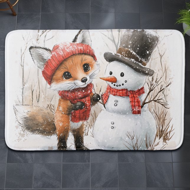 Baby Fox und Snowman Badematte (Von Creator hochgeladen)