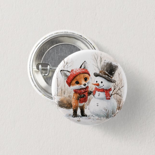 Baby Fox und Snowman Button (Vorne & Hinten)