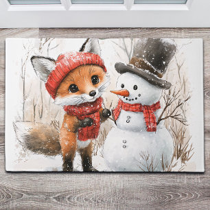 Baby Fox und Snowman Fußmatte