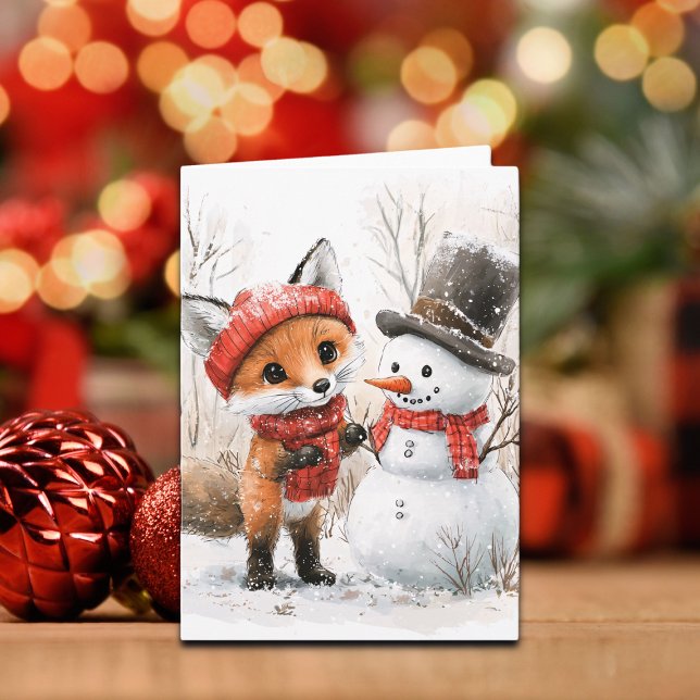 Baby Fox und Snowman Karte (Von Creator hochgeladen)