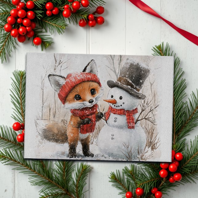 Baby Fox und Snowman Schneidebrett (Von Creator hochgeladen)