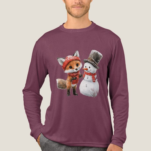 Baby Fox und Snowman Tri-Blend Shirt (Vorderseite)