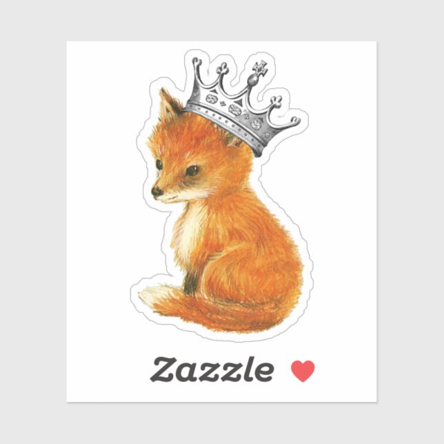 Baby Fox Vintag Crown Vinyl Sticker (Blatt)