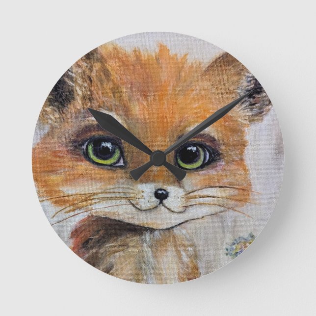 Baby Fox Wall Clock, 8" Runde Acryluhr Runde Wanduhr (Vorderseite)