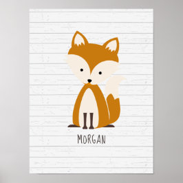 Baby Fox Wood Personalisierte Kinderzimmer Artwork Poster