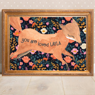 Baby Fox Woodland Cotattcore Floral Poster