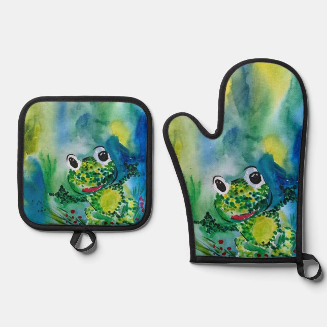 Baby Frog Ofenhandschuh & Topflappen-Set (Vorderseite)