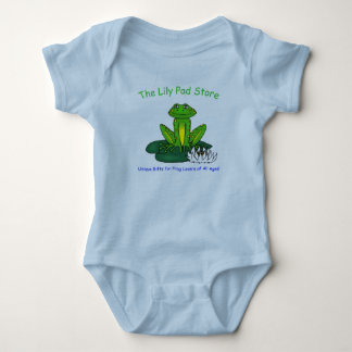 Baby-Frosch auf einem Seerosenblatt blauem Bodysui Baby Strampler