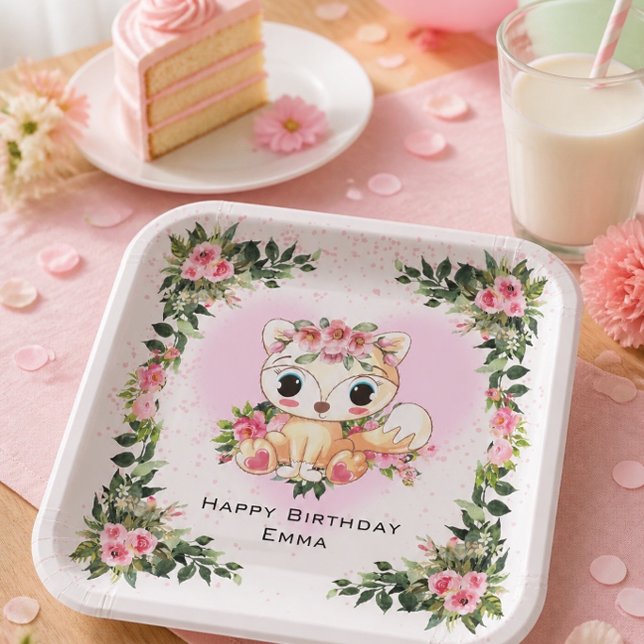 Baby Fuchs | Personalisierter Geburtstag Pappteller (Von Creator hochgeladen)