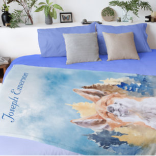 Baby Fuchs Wasserfarbe Personalisiert Wald Fleecedecke