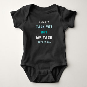 Baby Funny Blue und White Text Jersey Bodysuit Strampler