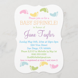 Baby-Fuß druckt Baby besprühen Einladung