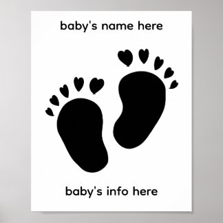 Baby-Fußabdruck mit Herzzehen Poster