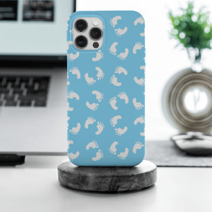 Baby Fußabdrücke, Babys Fuß, Fußspuren, Blau, Jung iPhone 15 Pro Max Hülle