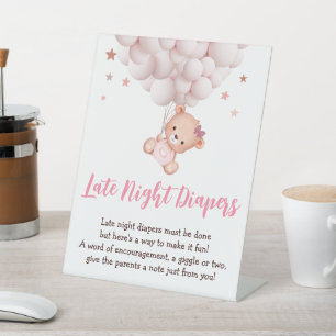 Baby Game Girl Bear Pink Baby Shower Schild
