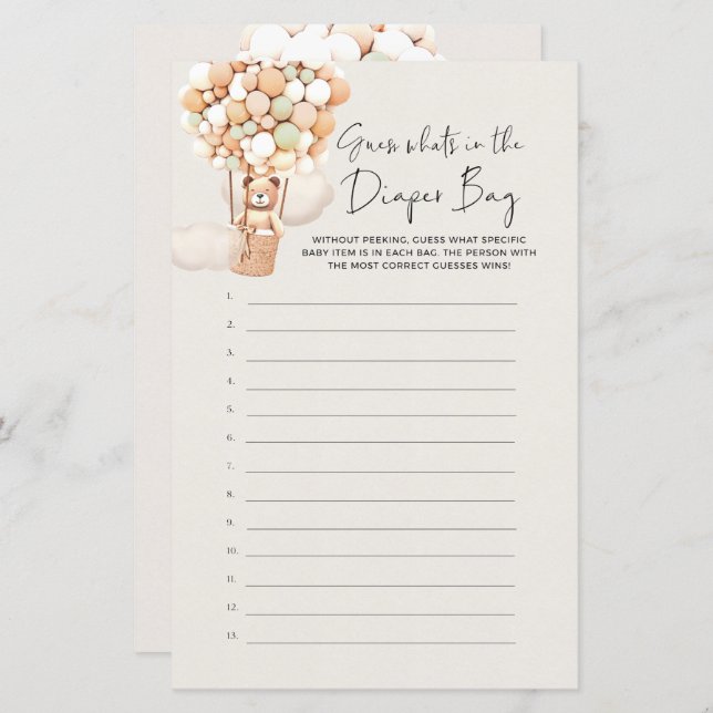 Baby Game - raten Sie, was in der Windeln-Tasche s (Vorne/Hinten)