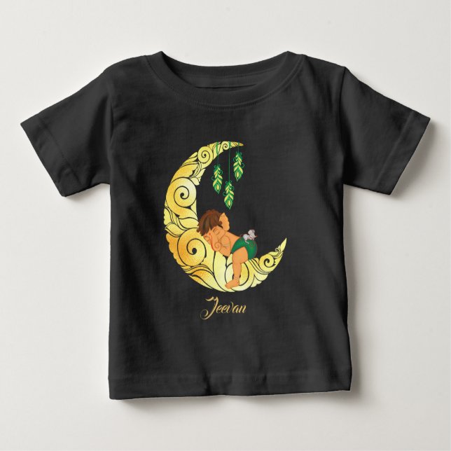 Baby Ganesha with golden moon and stars Baby T-shirt (Vorderseite)