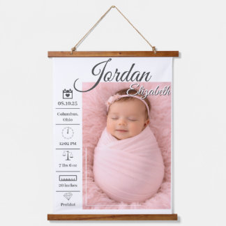Baby-Geburtsfoto Wandteppich Mit Holzrahmen