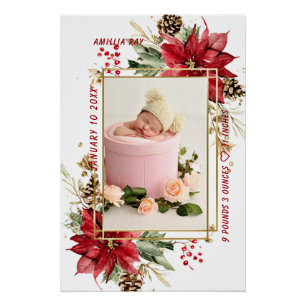 Baby-Geburtsstatistik-Foto-Neugeborenen-Andenken-K Poster