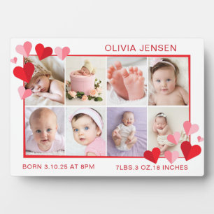 Baby-Geburtsstatistik-Vier-Foto-Collage-Plakette Fotoplatte