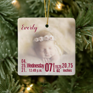 Baby-Geburtsstatistiken Geburtsurkunde Weihnachtsf Keramikornament