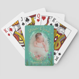 Baby Geburtstagsblüten Garten Floral Schriftname Spielkarten
