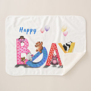 Baby-Geburtstagsdecke Süße Bären Sherpadecke