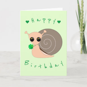 Baby Geburtstagskarte Lucky Snail mit Klee Karte