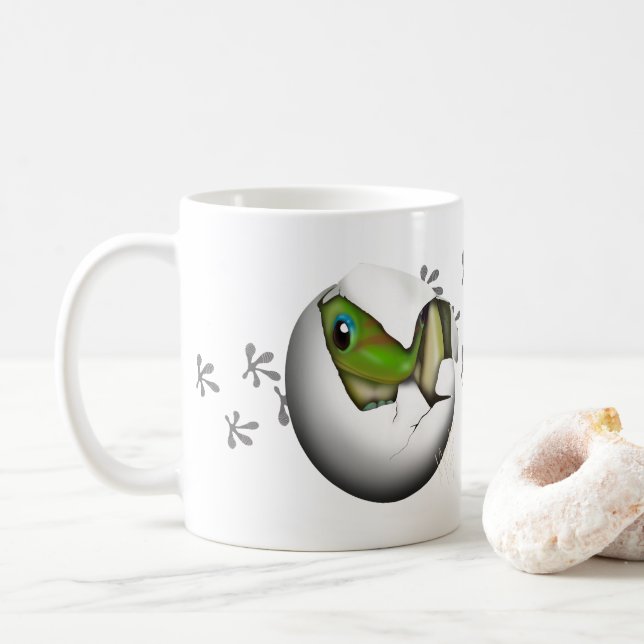 Baby-Gecko im Ei  Kaffeetasse (Mit Donut)