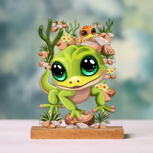 Baby Geckos Niedlich Cartoon Characters Acrylschild