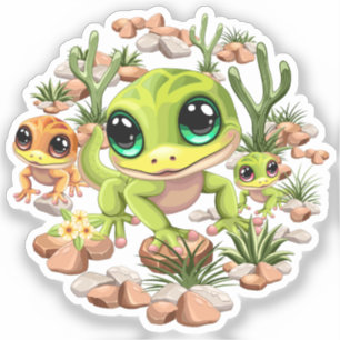 Baby Geckos Niedlich Cartoon Characters Aufkleber