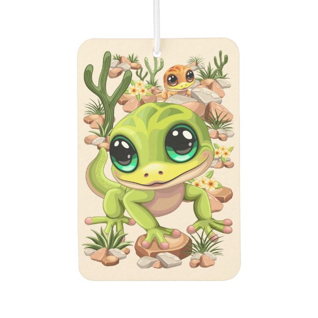 Baby Geckos Niedlich Cartoon Characters Autolufterfrischer (Vorderseite)