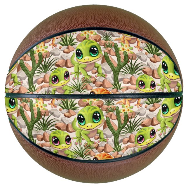 Baby Geckos Niedlich Cartoon Characters Basketball (Vorderseite)