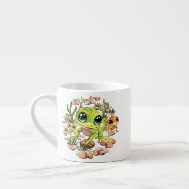 Baby Geckos Niedlich Cartoon Characters Espressotasse (Links)