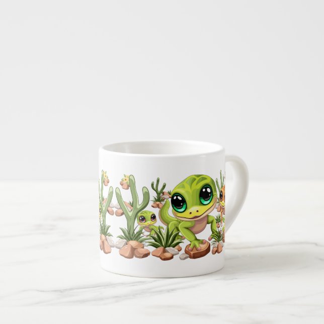 Baby Geckos Niedlich Cartoon Characters Espressotasse (Vorderseite Rechts)