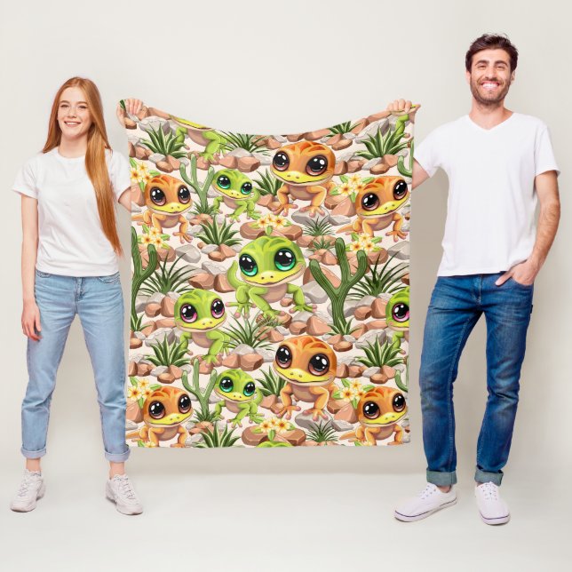 Baby Geckos Niedlich Cartoon Characters Fleecedecke (Beispiel)