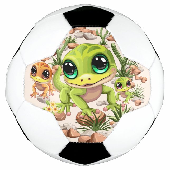Baby Geckos Niedlich Cartoon Characters Fußball (Vorderseite)
