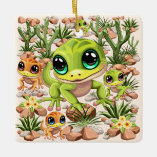 Baby Geckos Niedlich Cartoon Characters Keramikornament